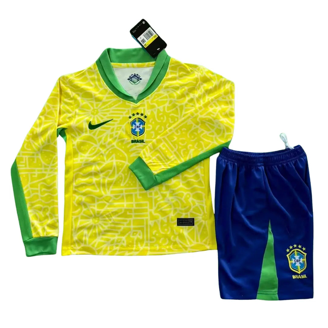 Camisa Seleção Brasil 2024/25 Home - Manga Longa - Kit Torcedor Infantil